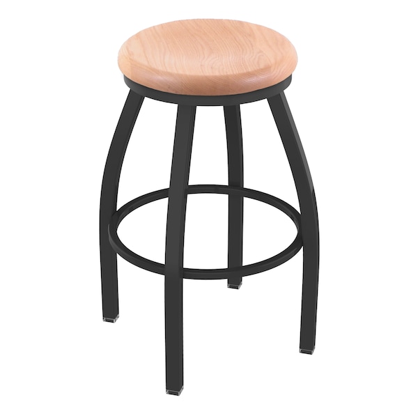 36" Swivel X-Tall Bar Stool, Pewter Finish, Nat Oak Seat